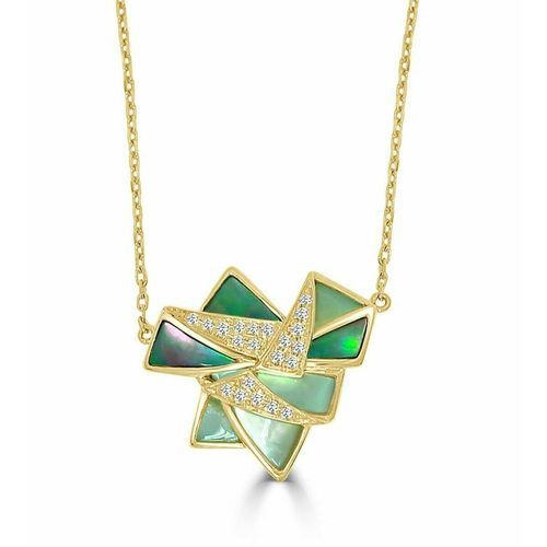 Origami White & Black Mother of Pearl & Diamond Pendant