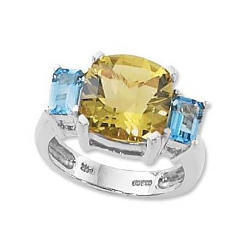 Oro Verde & Blue Topaz Ring - 14K White Gold Size 7