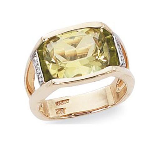 Oro Verde & Diamonds Ring - 14K Yellow Gold Size 7