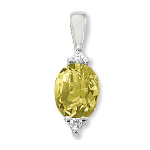 Oro Verde Quartz & Diamond Pendant - Sterling Silver - 80365OV-SS