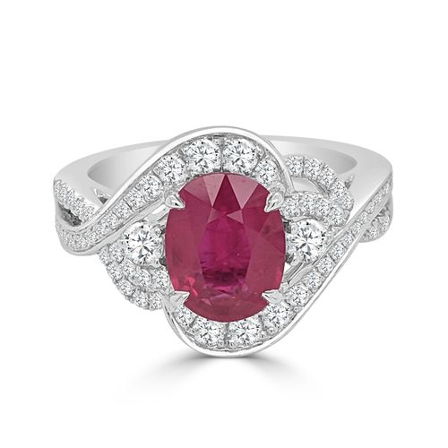 Oval All Diamond One Of A Kind 2.30 ct Ruby Ring