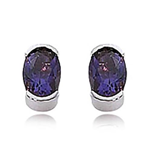 Oval Amethyst Earrings - Sterling Silver - 90094AM-SS