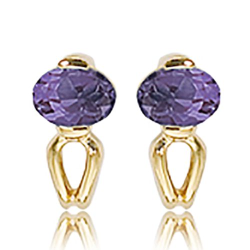 Oval Amethyst Gemstone Earrings - 14K Yellow Gold - 90309AM