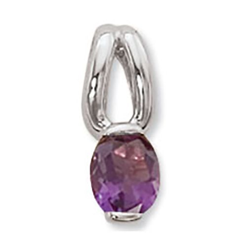 Oval Amethyst Pendant - 14K White Gold - 80387AMWG