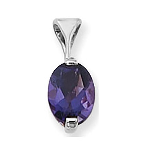 Oval Amethyst Pendant - 14K White Gold - 80309AMWG