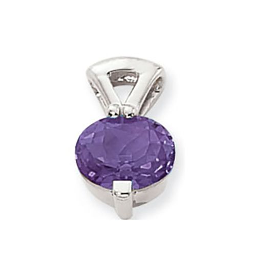 Oval Amethyst Pendant - 14K White Gold - 80370AMWG