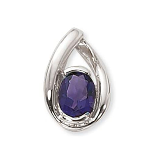 Oval Amethyst Pendant - 14K White Gold - 80014AMWG