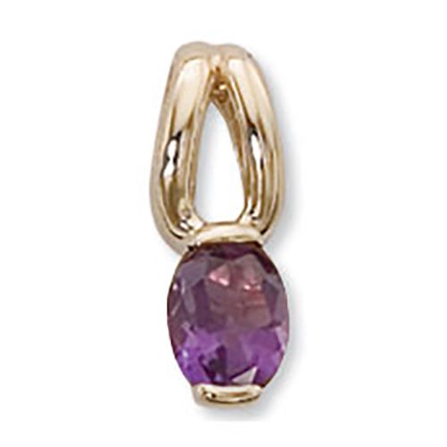 Oval Amethyst Pendant - 14K Yellow Gold - 80387AM