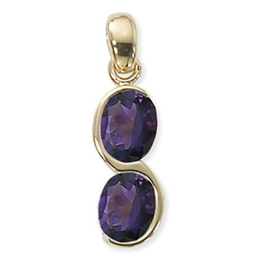 Oval Amethyst Pendant - 14K Yellow Gold - 80364AM