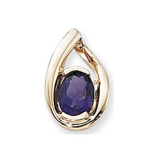 Oval Amethyst Pendant - 14K Yellow Gold - 80014AM