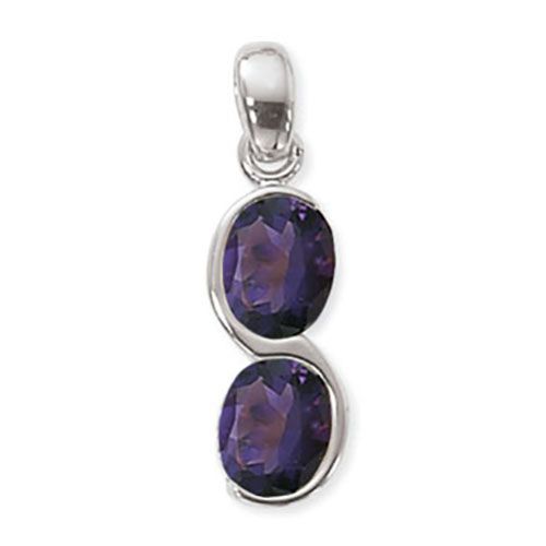 Oval Amethyst Pendant - Sterling Silver - 80364AM-SS