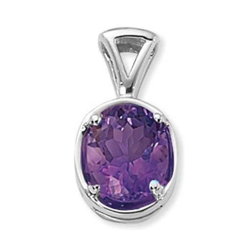 Oval Amethyst Pendant - Sterling Silver - 80368AM-SS