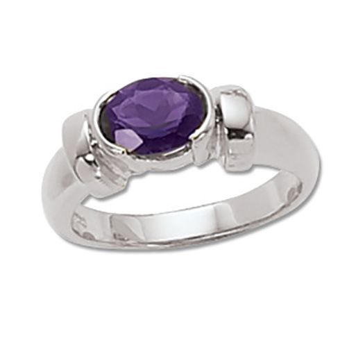 Oval Amethyst Ring - 14K White Gold Size 7 - 70156AMWG