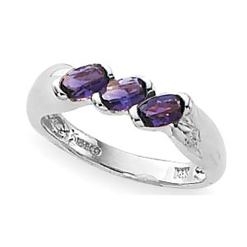 Oval Amethyst Ring - 14K White Gold Size 7 - 70865AMWG