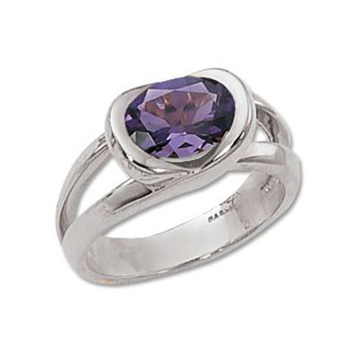 Oval Amethyst Ring - 14K White Gold Size 7 - 70378AMWG