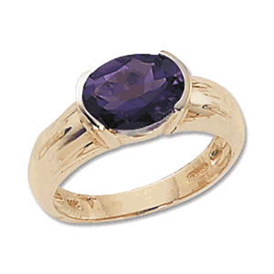 Oval Amethyst Ring - 14K Yellow Gold Size 7 - 70219AM
