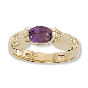 Oval Amethyst Ring - 14K Yellow Gold Size 7 - 70913AM