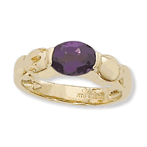 Oval Amethyst Ring - 14K Yellow Gold Size 7 - 70906AM