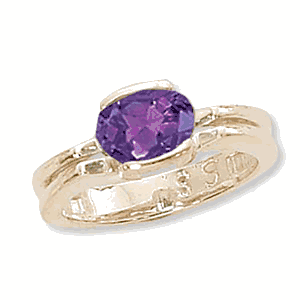Oval Amethyst Ring - 14K Yellow Gold Size 7 - 70904AM