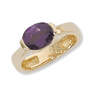 Oval Amethyst Ring - 14K Yellow Gold Size 7 - 70920AM