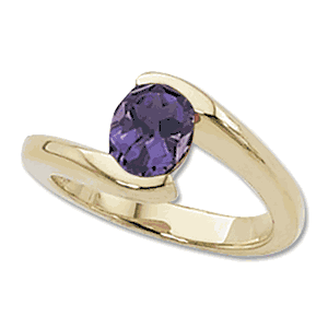 Oval Amethyst Ring - 14K Yellow Gold Size 7 - 70535AM