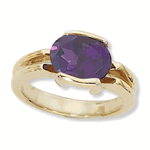 Oval Amethyst Ring - 14K Yellow Gold Size 7 - 70891AM