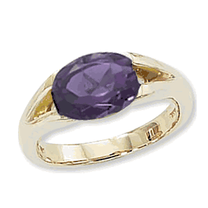 Oval Amethyst Ring - 14K Yellow Gold Size 7 - 70850AM