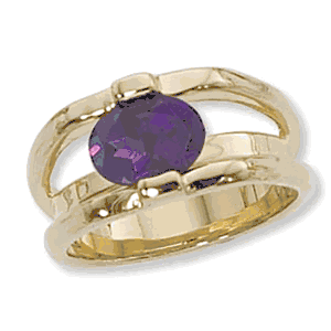 Oval Amethyst Ring - 14K Yellow Gold Size 7 - 70911AM