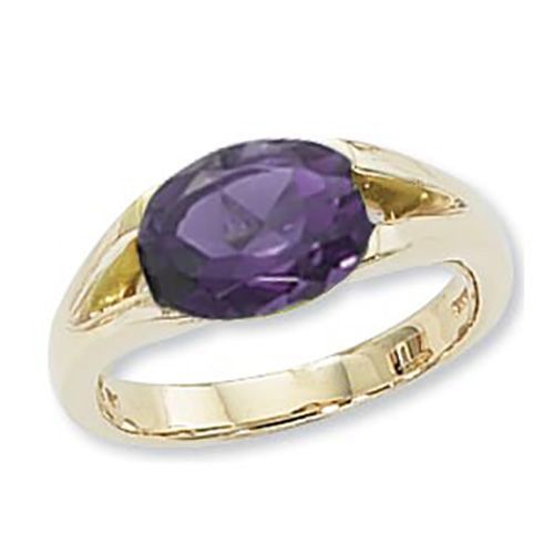 Oval Amethyst Ring - 14K Yellow Gold Size 7 - 70850AM