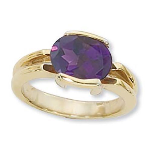 Oval Amethyst Ring - 14K Yellow Gold Size 7 - 70891AM