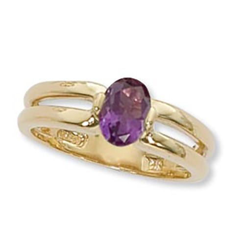Oval Amethyst Ring - 14K Yellow Gold Size 7 - 70917AM