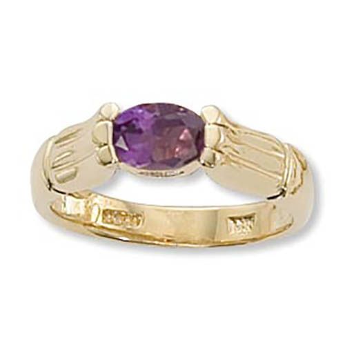 Oval Amethyst Ring - 14K Yellow Gold Size 7 - 70913AM