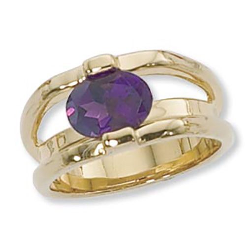Oval Amethyst Ring - 14K Yellow Gold Size 7 - 70911AM