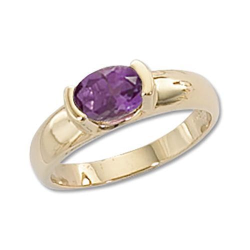 Oval Amethyst Ring - 14K Yellow Gold Size 7 - 70246AM