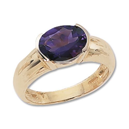 Oval Amethyst Ring - 14K Yellow Gold Size 7 - 70219AM