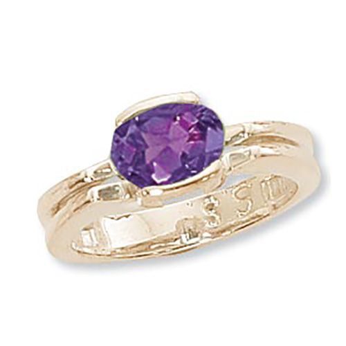 Oval Amethyst Ring - 14K Yellow Gold Size 7 - 70904AM