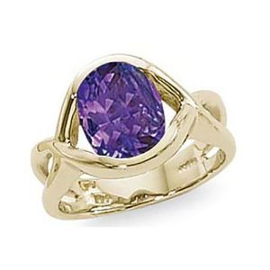 Oval Amethyst Ring - 14K Yellow Gold Size 7 - 70886AM