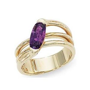 Oval Amethyst Ring - 14K Yellow Gold Size 7 - 70769AM