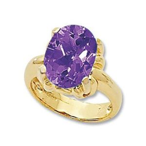 Oval Amethyst Ring - 14K Yellow Gold Size 7 - 70931AM
