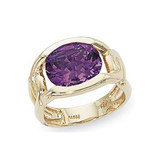 Oval Amethyst Ring - 14K Yellow Gold Size 7 - 70859AM