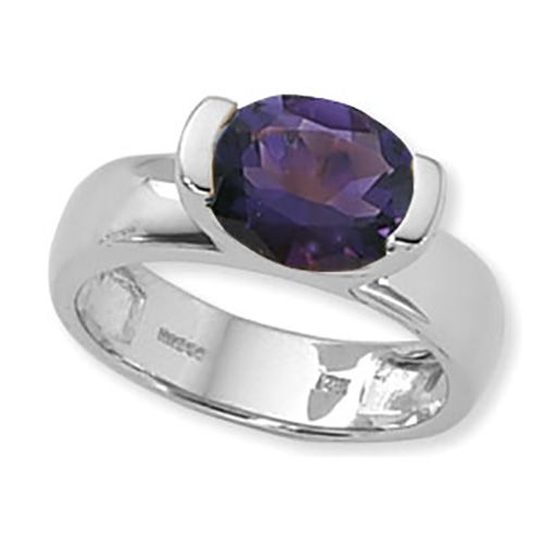 Oval Amethyst Ring - Sterling Silver Size 7 - 70742AM-SS