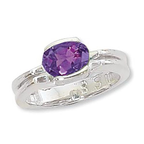 Oval Amethyst Ring - Sterling Silver Size 7 - 70904AM-SS