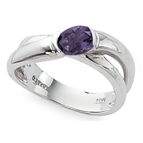 Oval Amethyst Ring - Sterling Silver Size 7 - 70379AM-SS