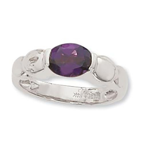 Oval Amethyst Ring - Sterling Silver Size 7 - 70906AM-SS