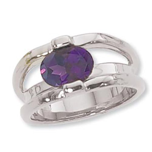 Oval Amethyst Ring - Sterling Silver Size 7 - 70911AM-SS