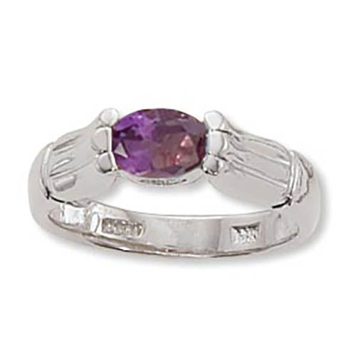 Oval Amethyst Ring - Sterling Silver Size 7 - 70913AM-SS