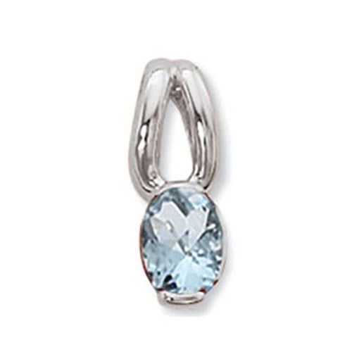 Oval Aqua Pendant - Sterling Silver - 80387AQ-SS