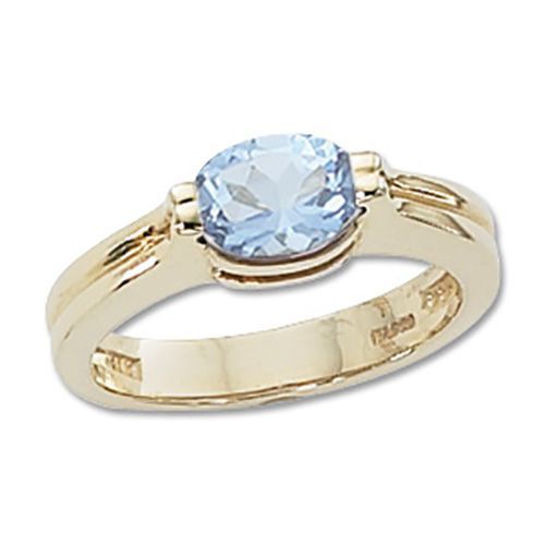Oval Aquamarine Ring - 14K Yellow Gold Size 7
