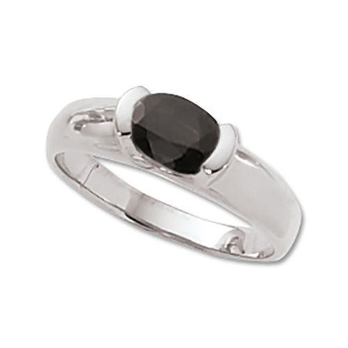 Oval Blue Sapphire Ring - 14K White Gold Size 7