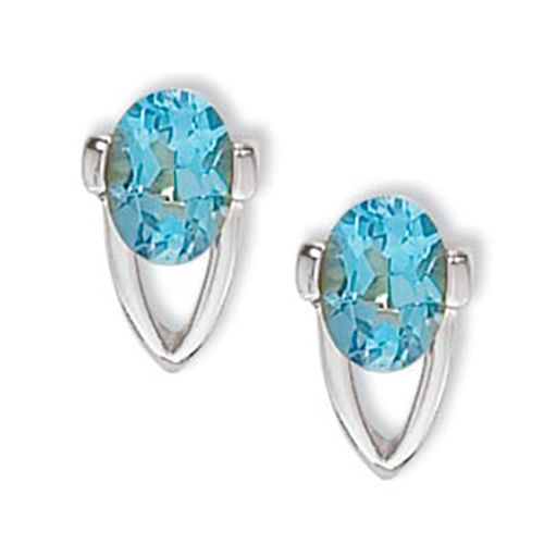 Ovals Blue Topaz Earrings - Sterling Silver